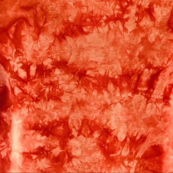 PrAna Retro Orange Bleach Dye Sun Mandala 1990s Cotton Babydoll T-Shirt - Picture 5 of 10